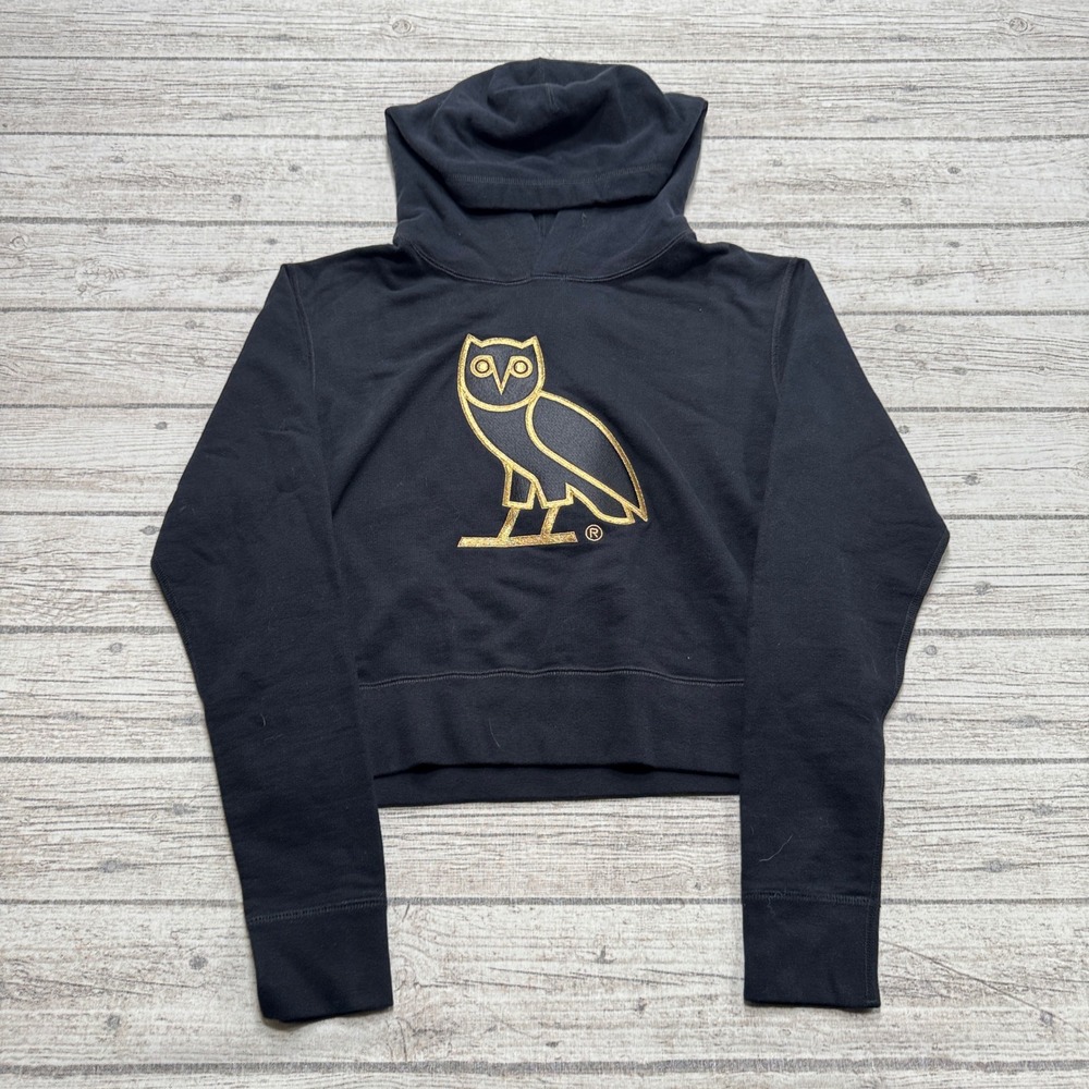 OVO October's Very Own Hoodie Women's M Black Fleece Lined Cropped Boxy Canada